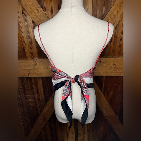 Zara Women’s Bandana Scarf Spaghetti Tie-Back Top Size XS-S - Picture 3 of 4